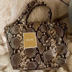 New Michael Kors Brown Snake Print Purse/ Shoulder strap